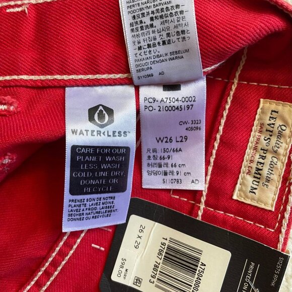 NWT Levi's Ribcage Straight Ankle Bright Red Women's Jeans Size 26/29 - Picture 11 of 12